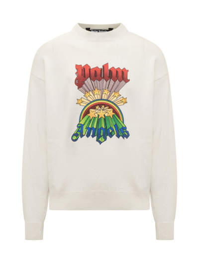 Palm Angels Rainbow Sweater In Butter Multi