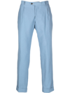 REVERES 1949 STRAIGHT LEG TAILORED TROUSERS WITH PRESSED CREASE IN LIGHT-BLUE VISCOSE MAN