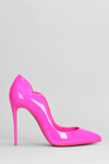 CHRISTIAN LOUBOUTIN HOT CHICK SLING 100 PUMPS IN FUXIA PATENT LEATHER