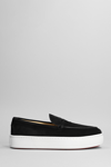 CHRISTIAN LOUBOUTIN PAQUEBOAT FLAT SNEAKERS IN BLACK SUEDE