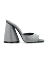 Attico Luz Crystal-embellished Leather Mules In Black/grey