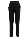 P.a.r.o.s.h Wool Blend Drawstring Trousers With Cuffed Hems In Black