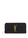 Saint Laurent Quilted Zip-around Wallet In Nero