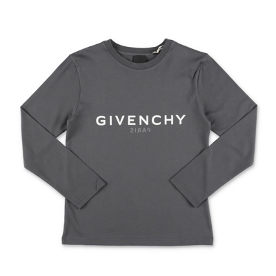 Givenchy Kids'  T-shirt Grigio Scuro In Jersey Di Cotone Bambino