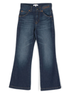 Chloé Chloe Girls Denim Blue Kids Embroidered-branding Flared-leg Denim-blend Jeans 6-14 Years In Blu