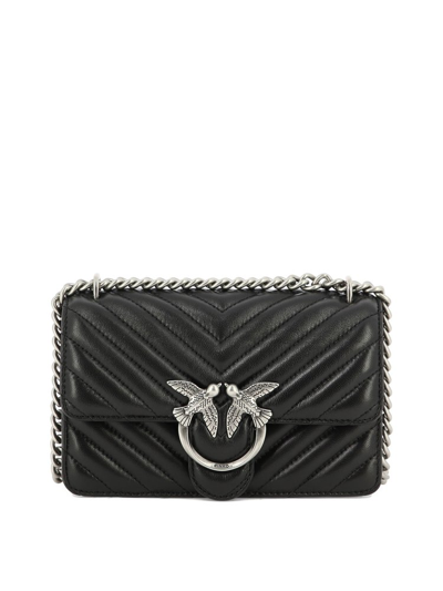 Pinko Lovebird Quilted Chain In Black