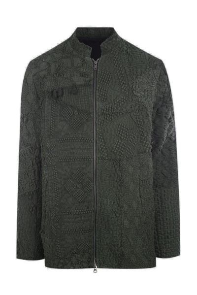 By Walid Embroidered Patchwork Zipped Jacket In Green