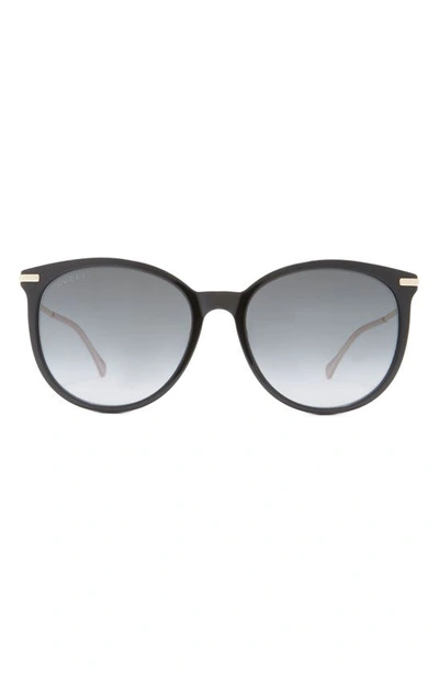 Gucci 56mm Cat Eye Sunglasses In Black Gold Grey