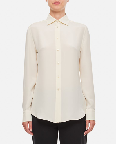 Ralph Lauren Charmain Silk Button-front Shirt In White