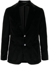 Tagliatore Velvet Jacket Buttoned Cuffs In Black