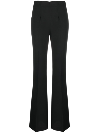 Twinset High-waisted Flared Cady Trousers In Black