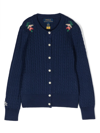 Polo Ralph Lauren Embroidered Cable-knit Jumper In Blue