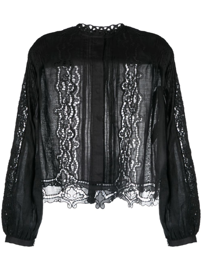 ISABEL MARANT LACE-TRIM RAMIE BLOUSE