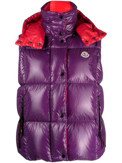 Moncler Luzule Logo-patch Padded Gilet In Purple