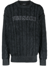 Versace Knit With Greek Braid Work In Black