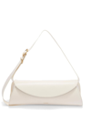 Jil Sander Small Leather Shoulder Bag With Adjustable Handle In White