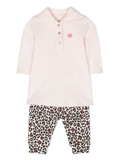 Michael Kors Babies' Embroidered-logo Two-piece Set In Pink