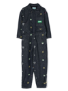 Kenzo Embroidered-detail Jumpsuit In Blue
