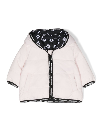 Karl Lagerfeld Babies' Reversible Padded Jacket In Pink