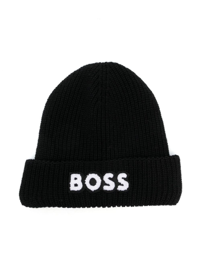 Bosswear Kids' Embroidered-logo Beanie Hat In Blue