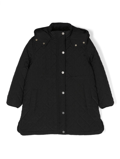 Sonia Rykiel Enfant Kids' Quilted Hooded Coat In Black