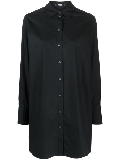 Karl Lagerfeld Logo-print Cotton Shirt In Black