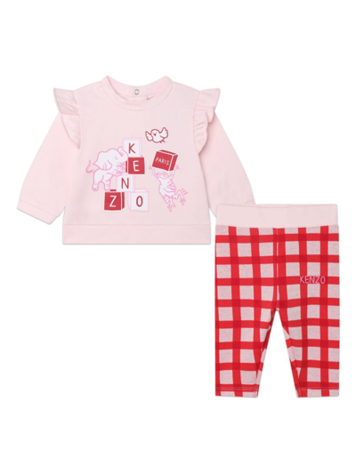 Kenzo Babies' Graphic-print Tracksuit Set In Pink