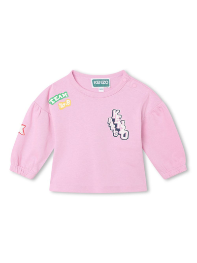 Kenzo Babies' Logo-print Cotton Jersey In Pink