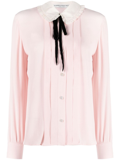 Alessandra Rich Frilled-collar Long-sleeve Shirt In Pink