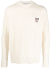 GOLDEN GOOSE LOGO-EMBROIDERED KNITTED WOOL JUMPER