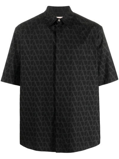 Valentino Toile Iconographe Cotton Polo Shirt In Black
