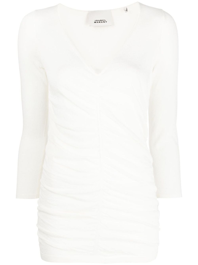 Isabel Marant Gathered-detail Long-sleeve Top In White