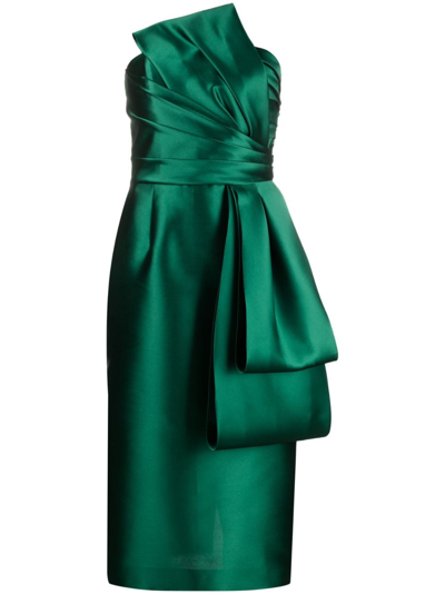 Alberta Ferretti Mikado Long Dress In Verde