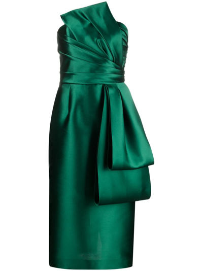 Alberta Ferretti Mikado Long Dress In Green