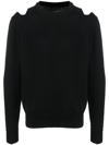 Jil Sander Cut-out Crew-neck Sweatshirt In Black