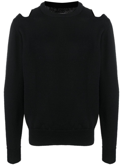 Jil Sander Cut-out Crew-neck Sweatshirt In Black