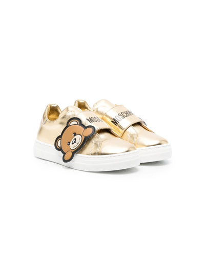 Moschino Kids' Teddy Bear Low-top Sneakers In Gold