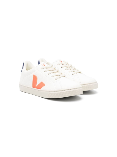 Veja Kids' Esplar Two-tone Leather Trainers In White