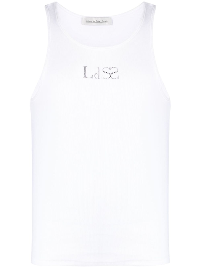 Ludovic De Saint Sernin Crystal Logo Organic Cotton Tank Top In White