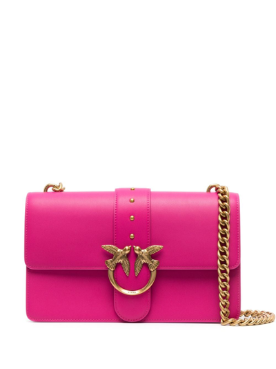 Pinko Love Birds-buckle Leather Crossbody Bag In Pink