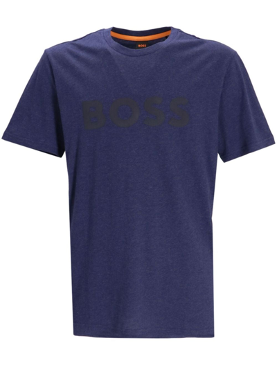 Hugo Boss Logo-print Cotton T-shirt In Purple