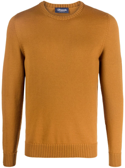Drumohr Crew-neck Merino Jumper In Orange