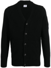 C.p. Company Midnight Blue V-neck Cotton Cardigan In Black