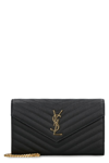 Saint Laurent Cassandra Quilted Lambskin Leather Wallet On Chain In Black