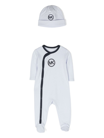 Michael Kors Babies' Monogram-print Pyjamas And Hat Set In Blue