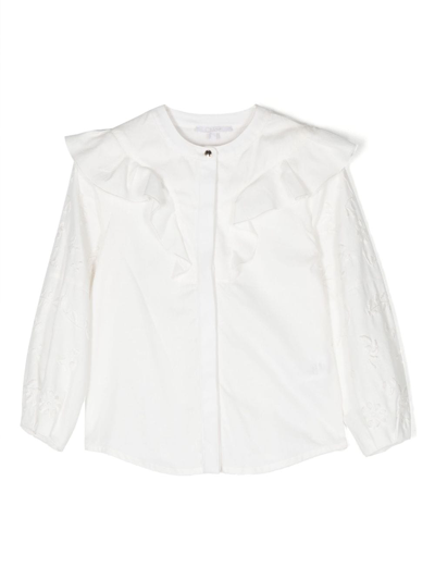 CHLOÉ EMBROIDERED-DESIGN COTTON BLOUSE