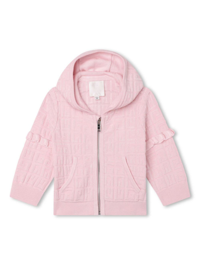 Givenchy Babies' 4g Jacquard Zip-up Cardigan In Pink