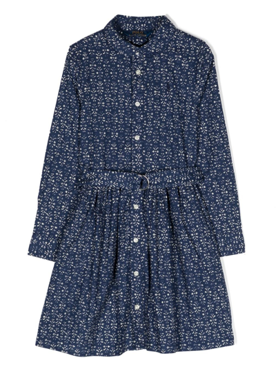 Ralph Lauren Kids' Louella Pleated-skirt Dress In Blue