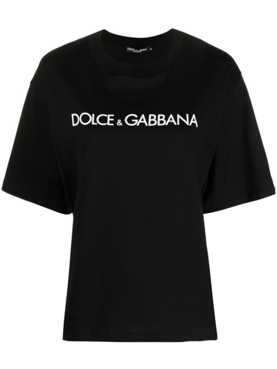 Dolce & Gabbana Logo-print Short-sleeve T-shirt In Black