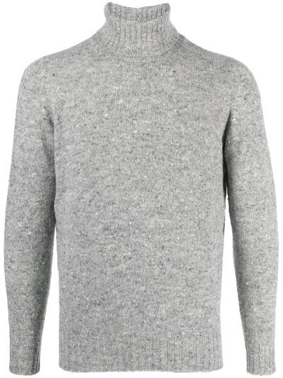 Drumohr Roll-neck Marl Knit Jumper In Grey